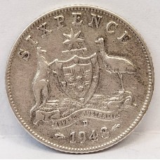 AUSTRALIA 1943 D . SIXPENCE 